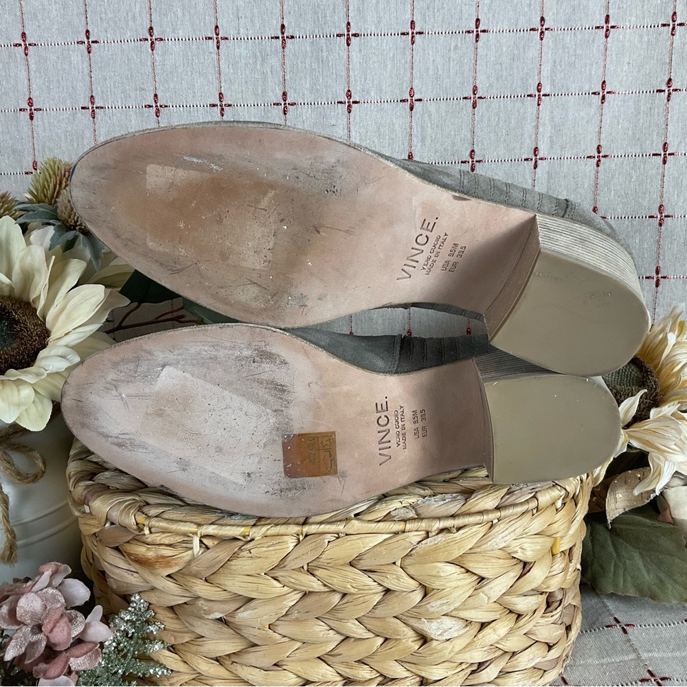 Vince “Haider” Tan Flint Suede Ankle Boots Gored Almond Toe Bootie Size 9.5 EUC - Picture 3 of 5